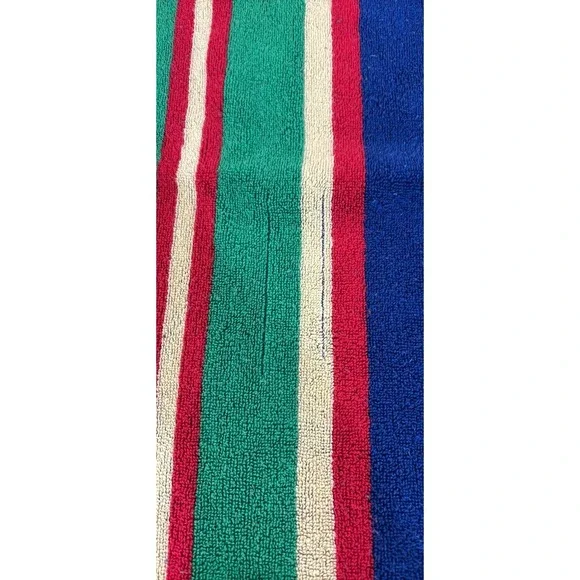 Vintage Ralph Lauren Home Beach Towel Stripe Blue Green Red Pony 34x69" - Picture 6 of 7
